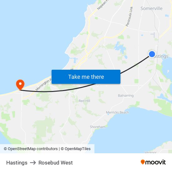 Hastings to Rosebud West map