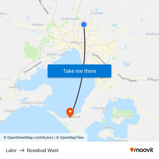 Lalor to Rosebud West map