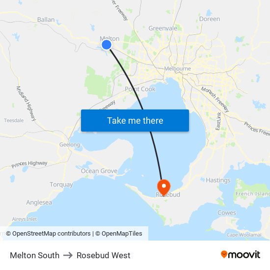 Melton South to Rosebud West map