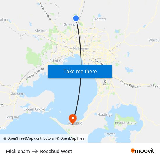 Mickleham to Rosebud West map