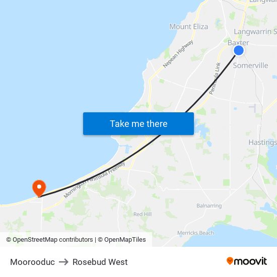 Moorooduc to Rosebud West map