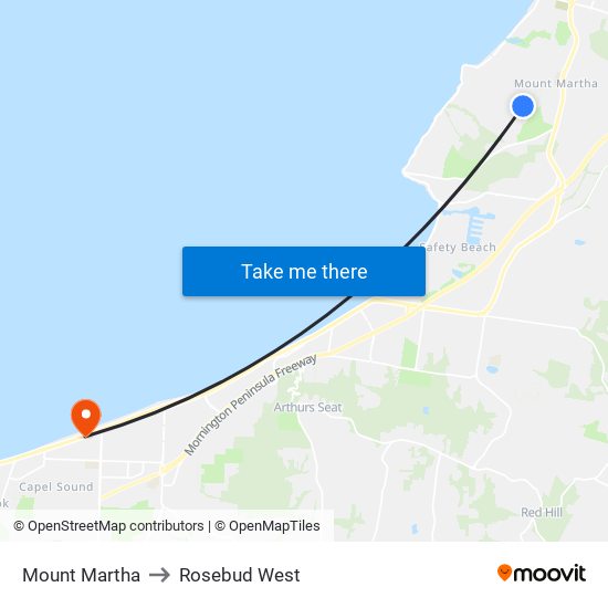 Mount Martha to Rosebud West map