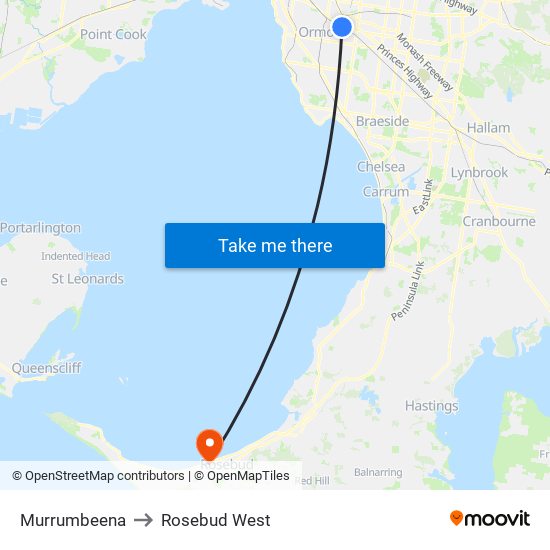 Murrumbeena to Rosebud West map