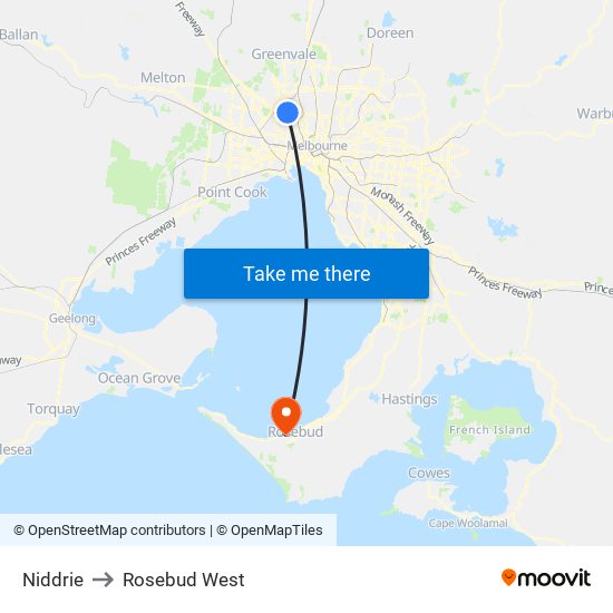 Niddrie to Rosebud West map