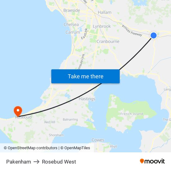 Pakenham to Rosebud West map