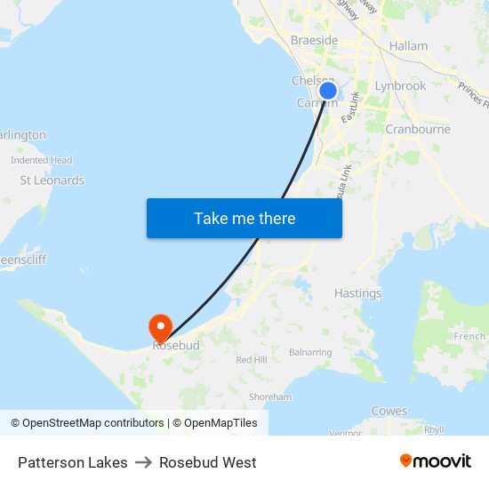 Patterson Lakes to Rosebud West map