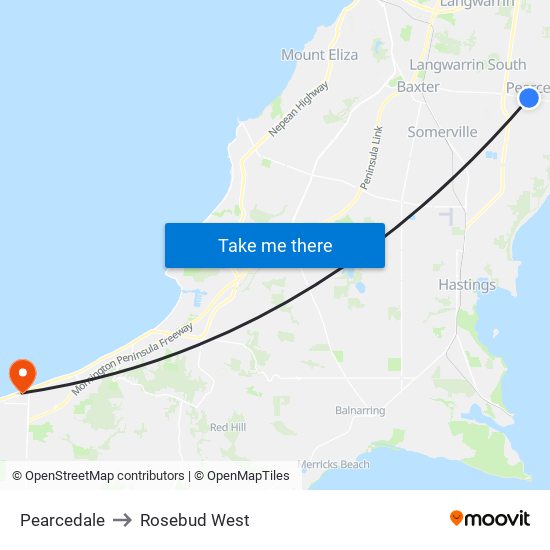 Pearcedale to Rosebud West map