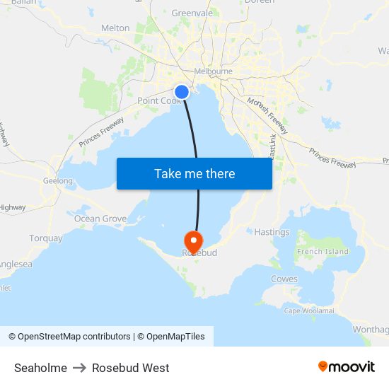 Seaholme to Rosebud West map