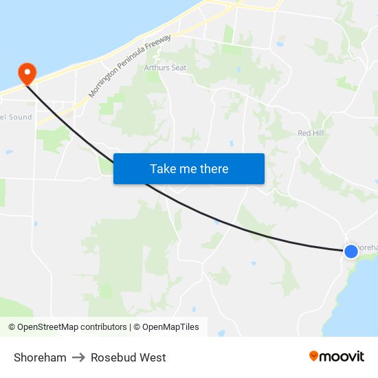 Shoreham to Rosebud West map