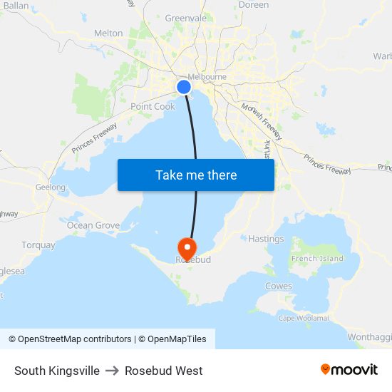 South Kingsville to Rosebud West map