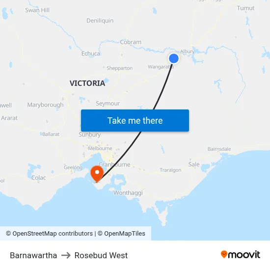 Barnawartha to Rosebud West map