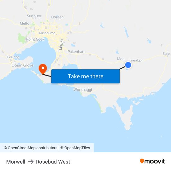 Morwell to Rosebud West map