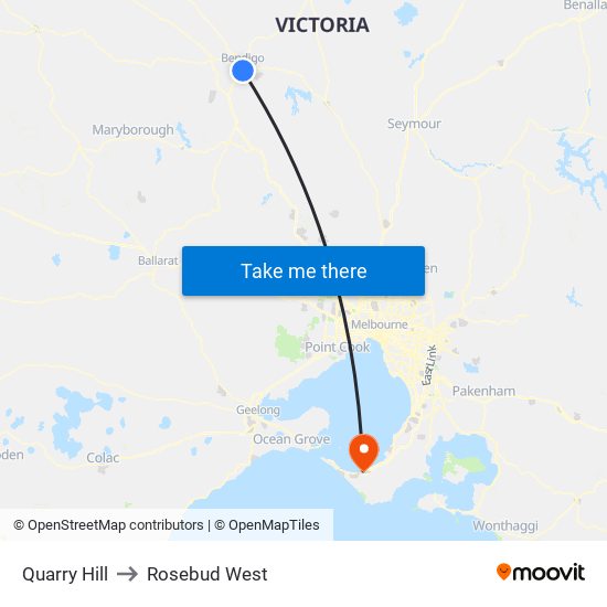 Quarry Hill to Rosebud West map