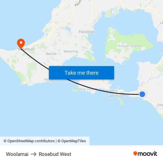 Woolamai to Rosebud West map