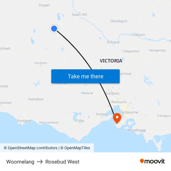 Woomelang to Rosebud West map