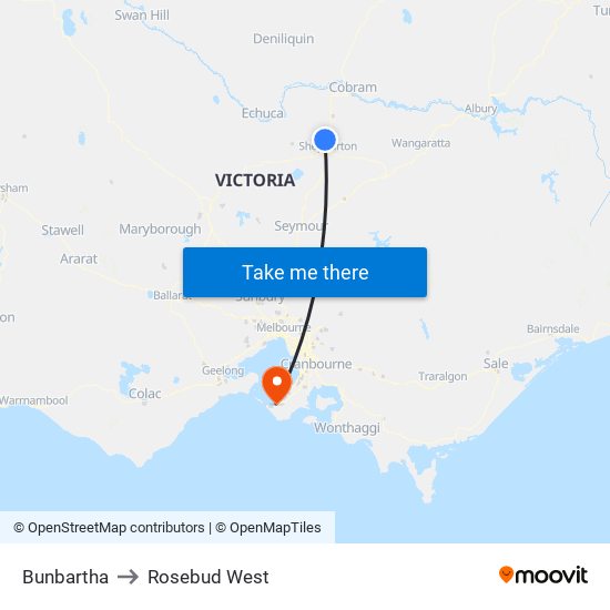 Bunbartha to Rosebud West map