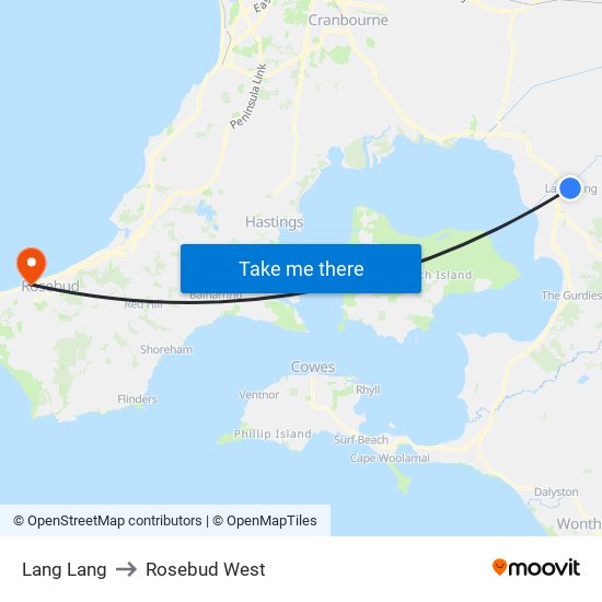 Lang Lang to Rosebud West map