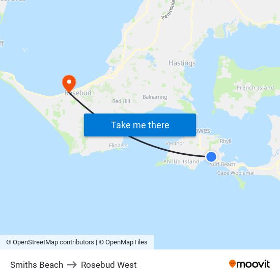 Smiths Beach to Rosebud West map