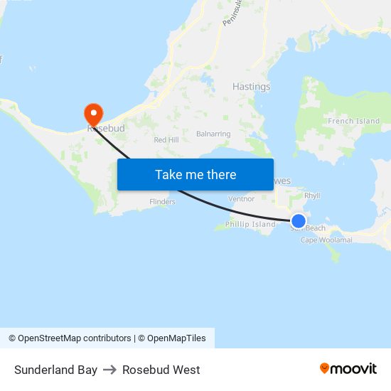 Sunderland Bay to Rosebud West map