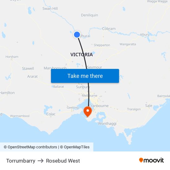 Torrumbarry to Rosebud West map