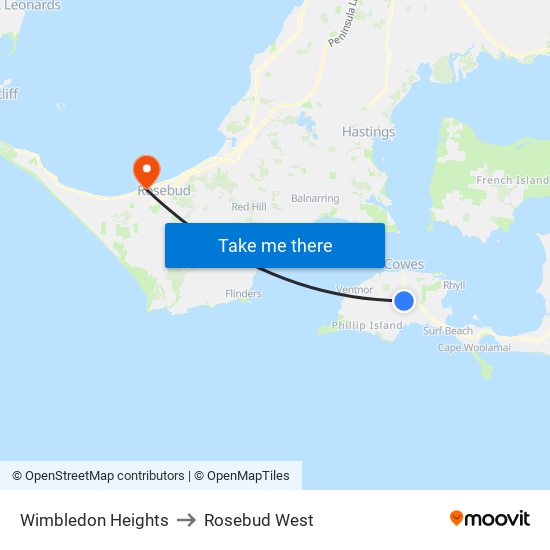 Wimbledon Heights to Rosebud West map