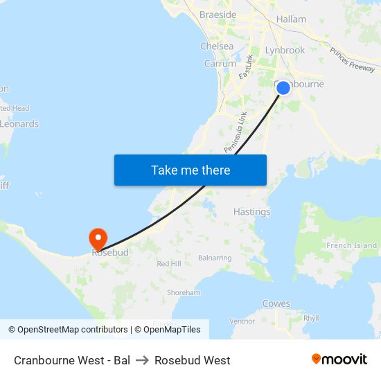 Cranbourne West - Bal to Rosebud West map