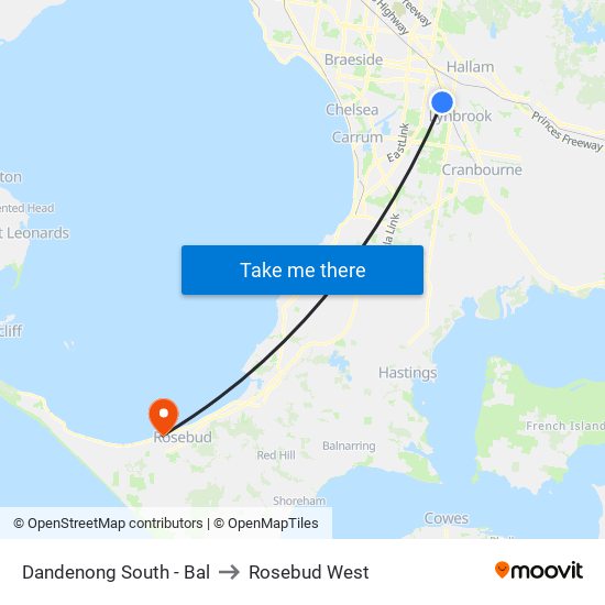 Dandenong South - Bal to Rosebud West map