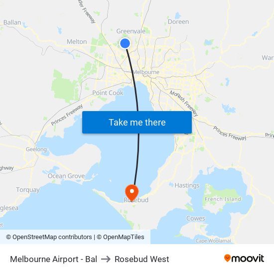 Melbourne Airport - Bal to Rosebud West map