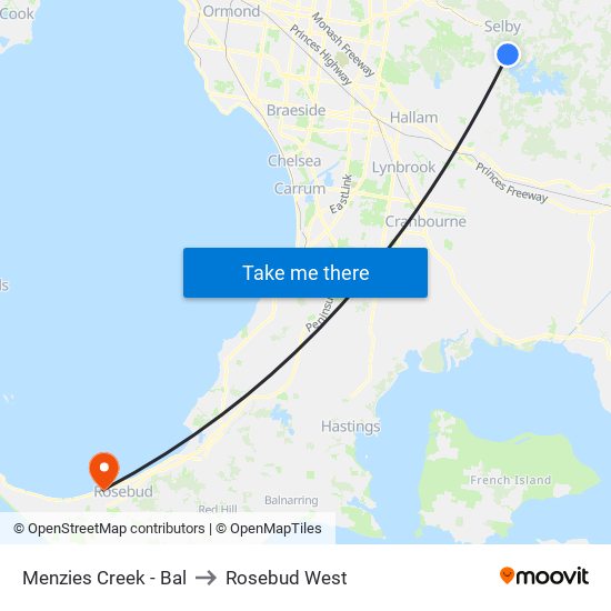 Menzies Creek - Bal to Rosebud West map