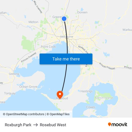 Roxburgh Park to Rosebud West map