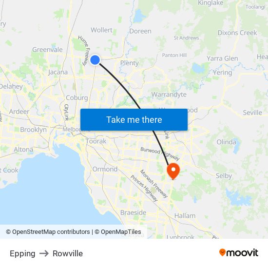 Epping to Rowville map