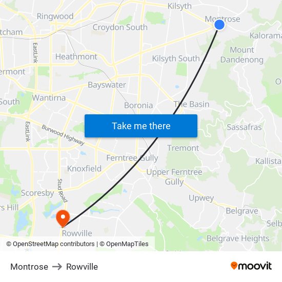 Montrose to Rowville map