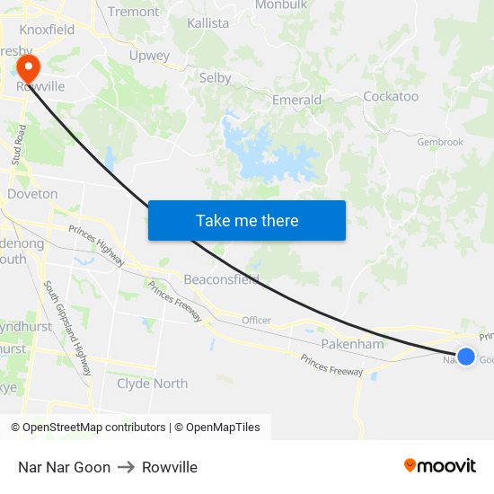 Nar Nar Goon to Rowville map