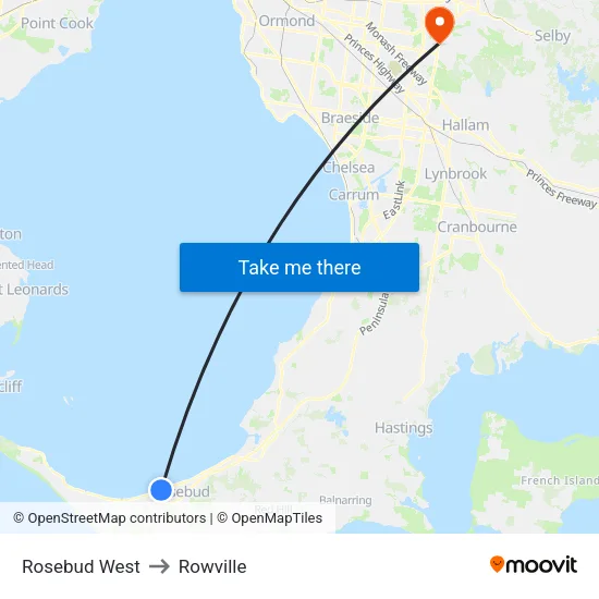 Rosebud West to Rowville map