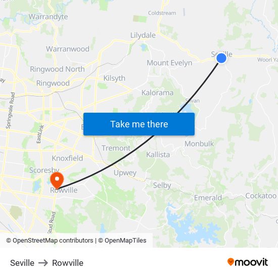 Seville to Rowville map