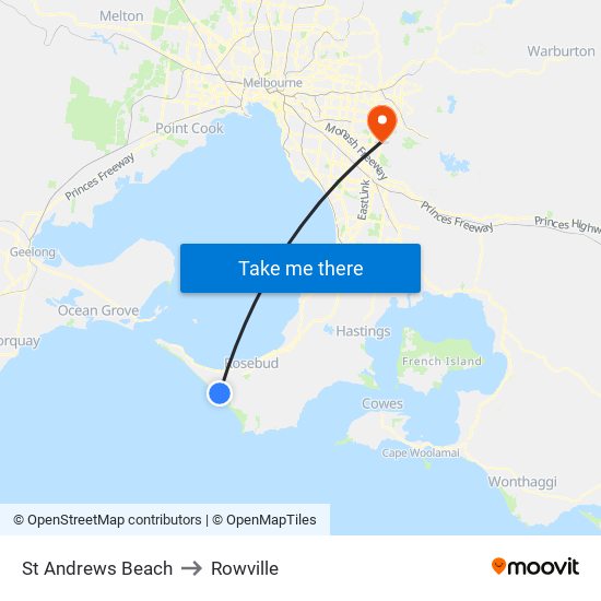 St Andrews Beach to Rowville map
