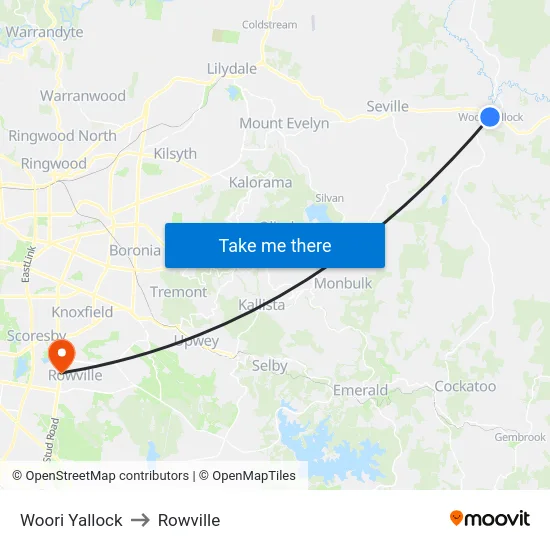 Woori Yallock to Rowville map