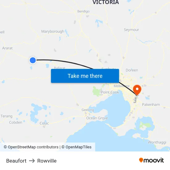 Beaufort to Rowville map