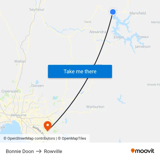 Bonnie Doon to Rowville map