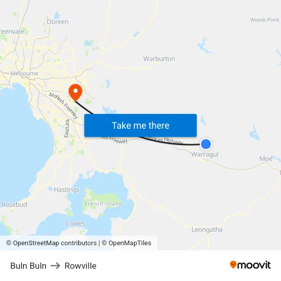 Buln Buln to Rowville map