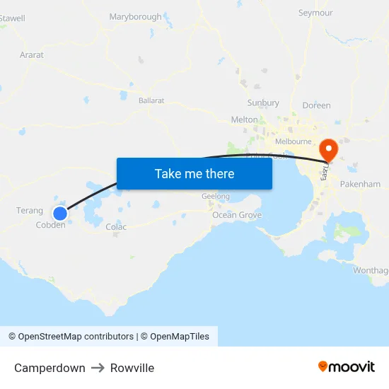 Camperdown to Rowville map
