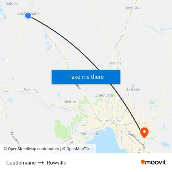 Castlemaine to Rowville map
