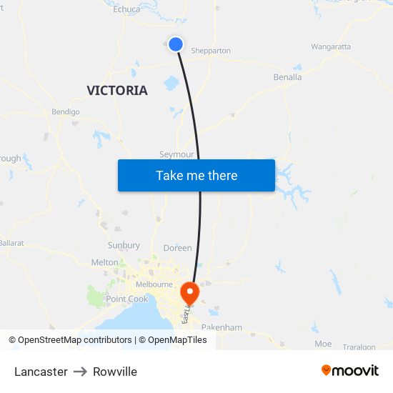 Lancaster to Rowville map