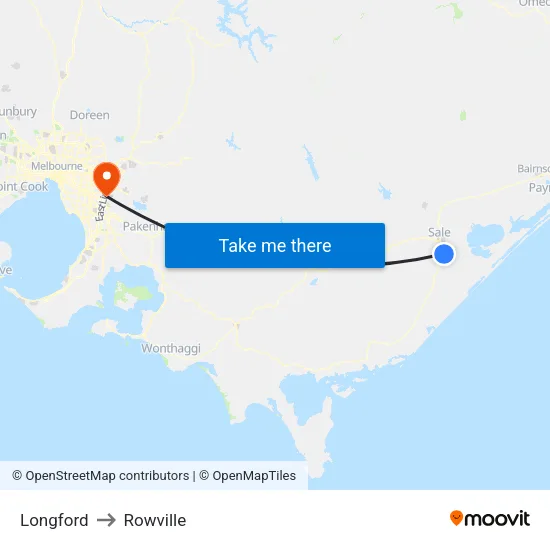 Longford to Rowville map