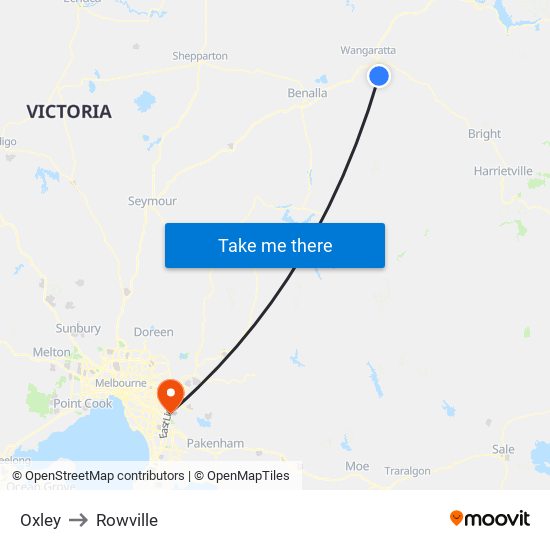 Oxley to Rowville map