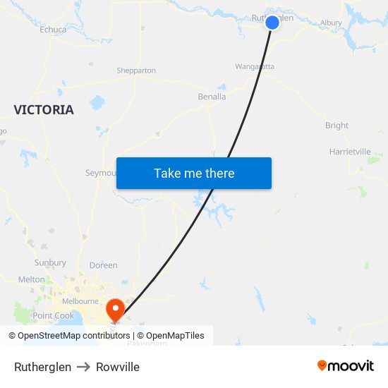 Rutherglen to Rowville map