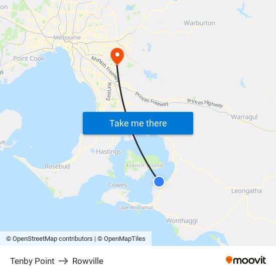 Tenby Point to Rowville map