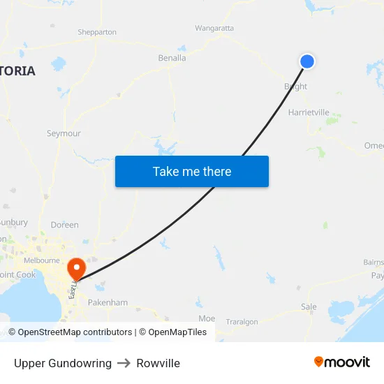 Upper Gundowring to Rowville map