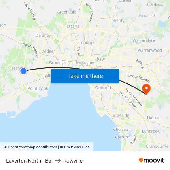 Laverton North - Bal to Rowville map