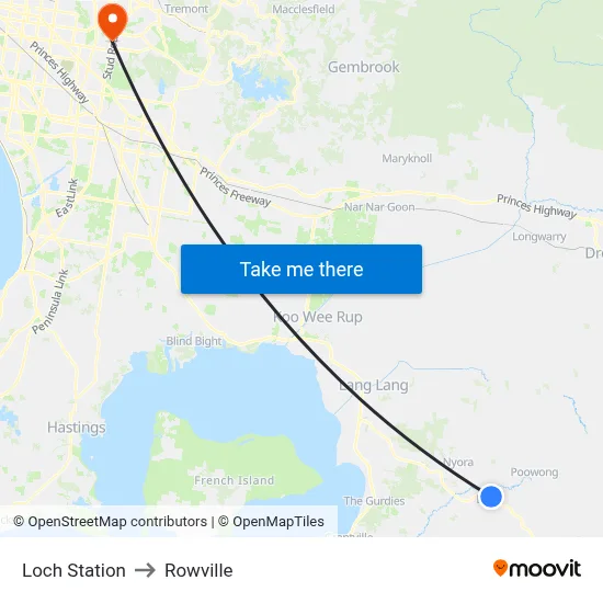Loch Station to Rowville map